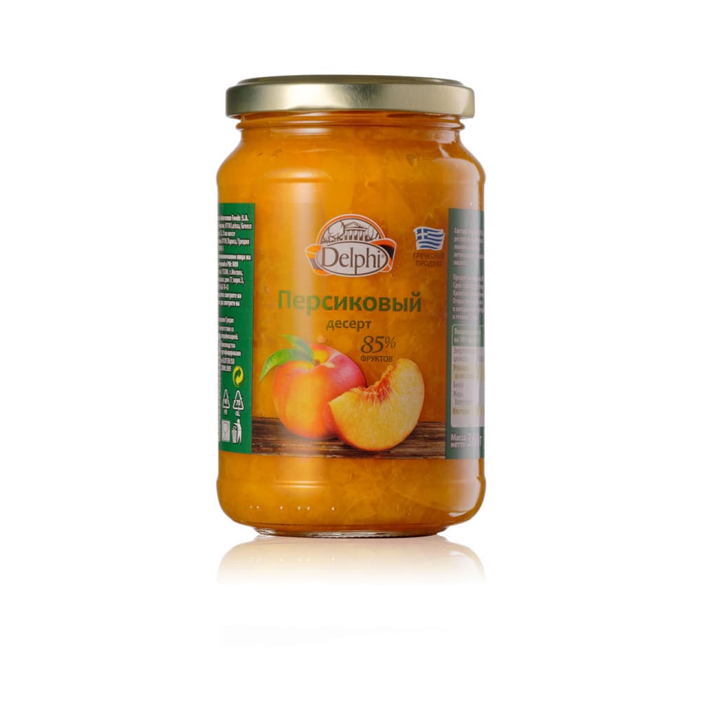 Десерт персиковый DELPHI 360 гр. купить в интернет-магазине греческих продуктов с доставкой по Иркутску и Иркутской области