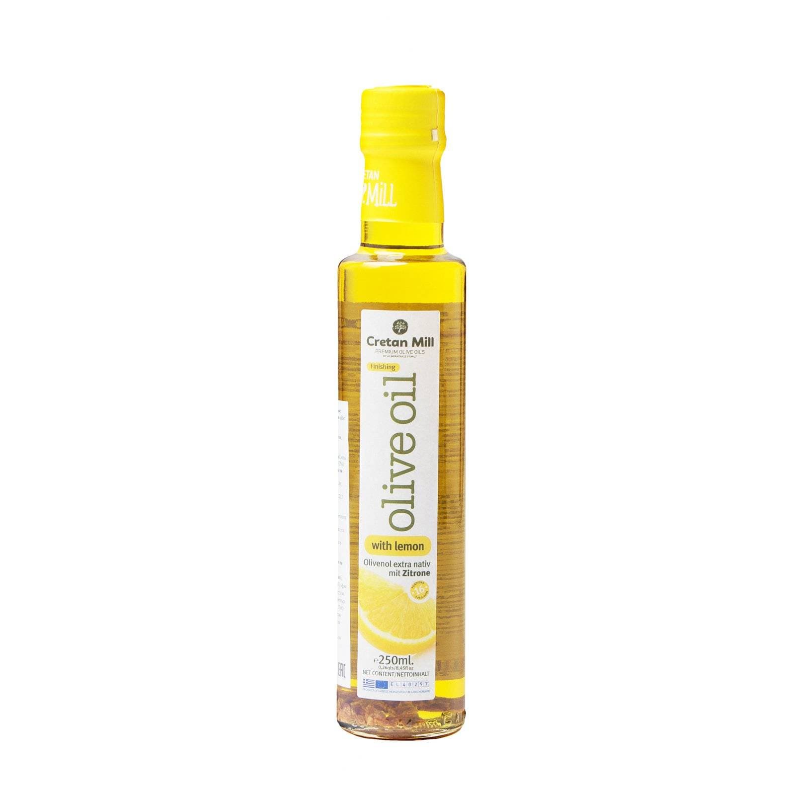 Оливковое масло Extra Virgin с лимоном CRETAN MILL 0,25 л. купить в интернет-магазине греческих продуктов с доставкой по Иркутску и Иркутской области